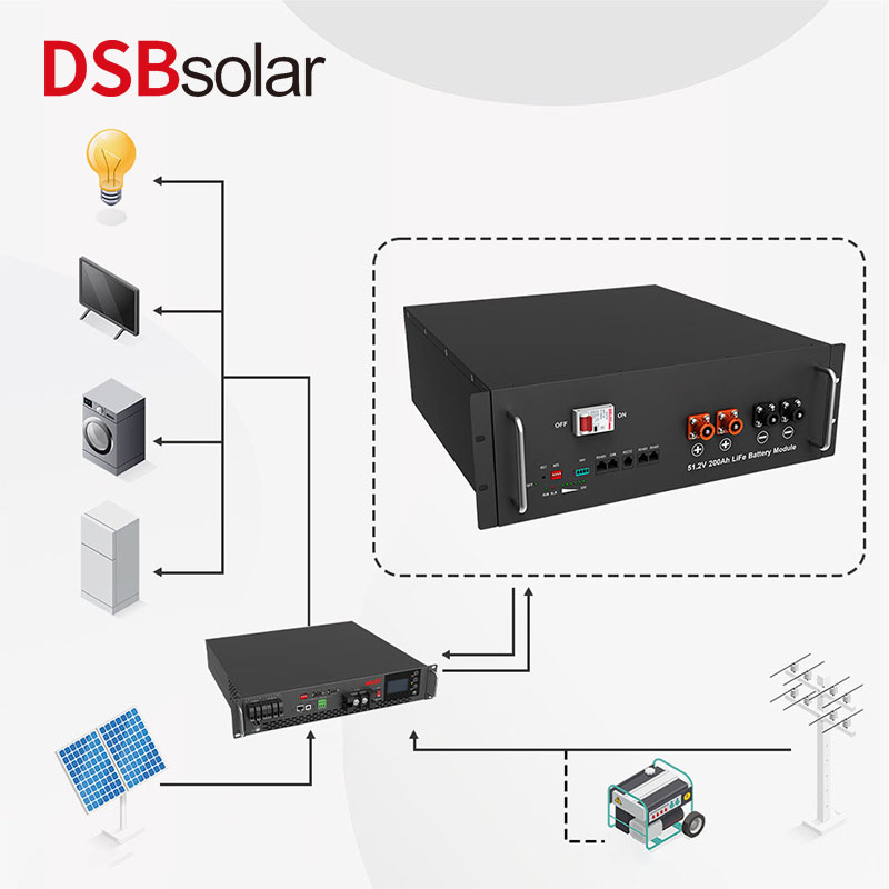 DSBsolar Rack-Mounted Lithium Iron Phosphate Battery 51.2V 200Ah Household Photovoltaic Energy Storage System 10 Kwh