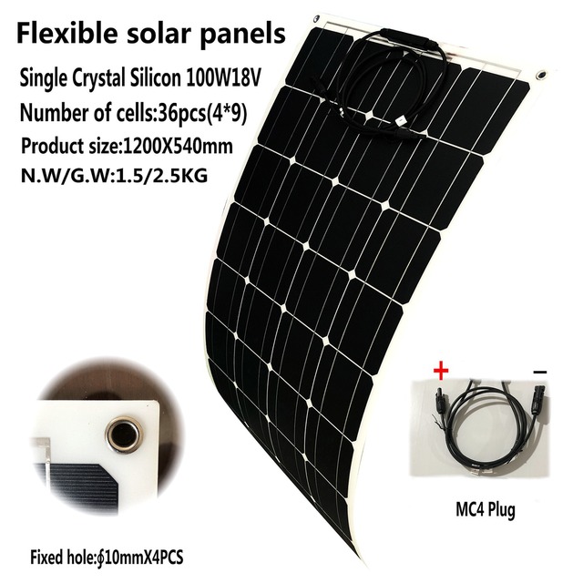 DSBsolar Flexible Solar Panel 100W18V36V 100W Etfe Integrated Laminated 100W Flexible Solar Panel