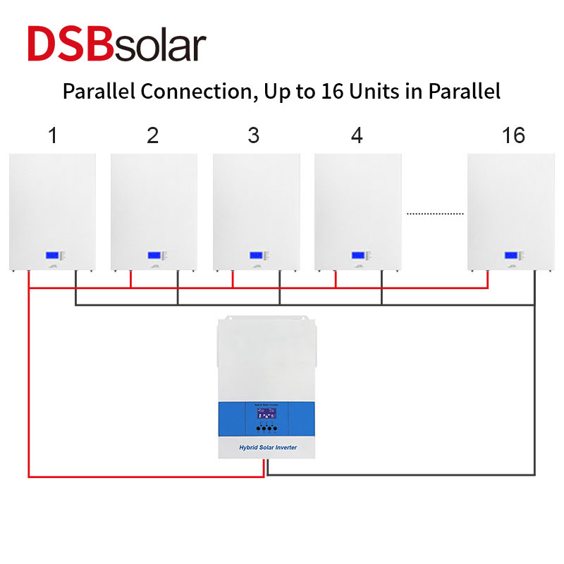 DSBsolar Customized Solar Battery 51.2V/100-200Ah Home Wall Mounted Energy Storage Battery Can Be Parallel Power Supply