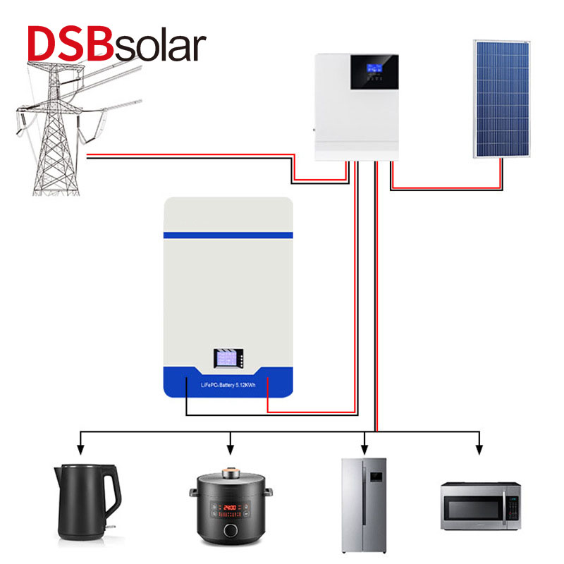 DSBsolar Customized Solar Battery 51.2V/100-200Ah Home Wall Mounted Energy Storage Battery Can Be Parallel Power Supply