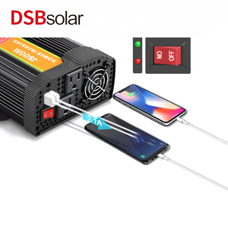 DSBsolar 1500W Solar Inverter Photovoltaic Power Generation System 12V24V DC AC Emergency Inverter