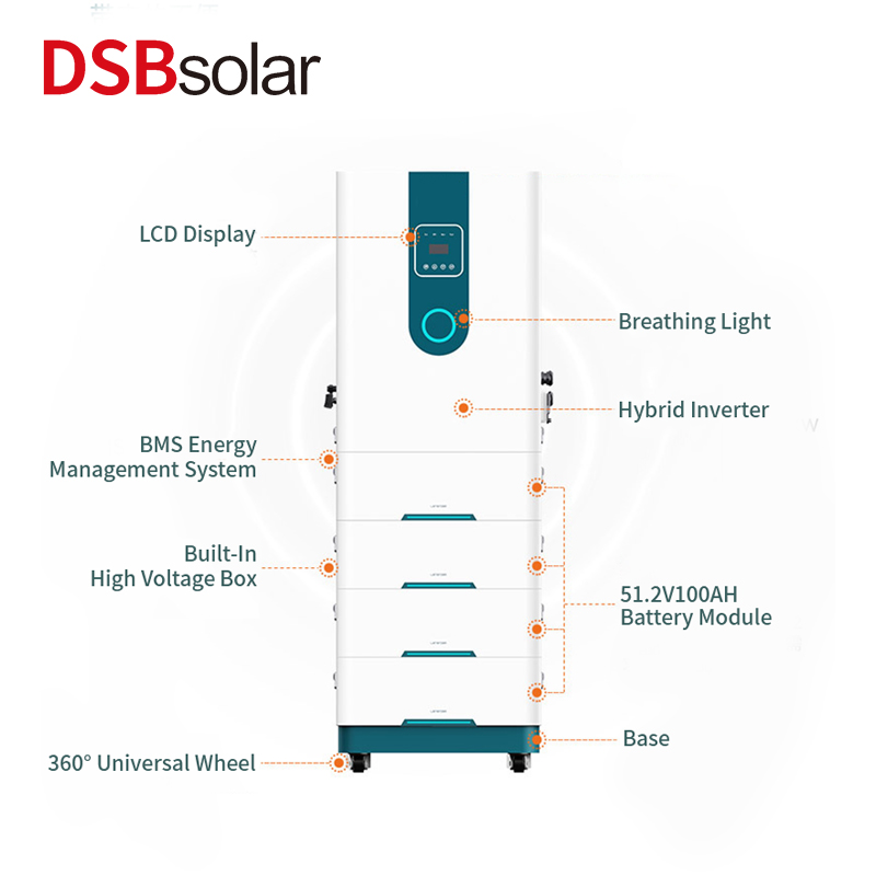 DSBsolar Wall-Mounted Home Battery Energy Storage Systems Lithium Iron Phosphate Battery Emergency Power Supply